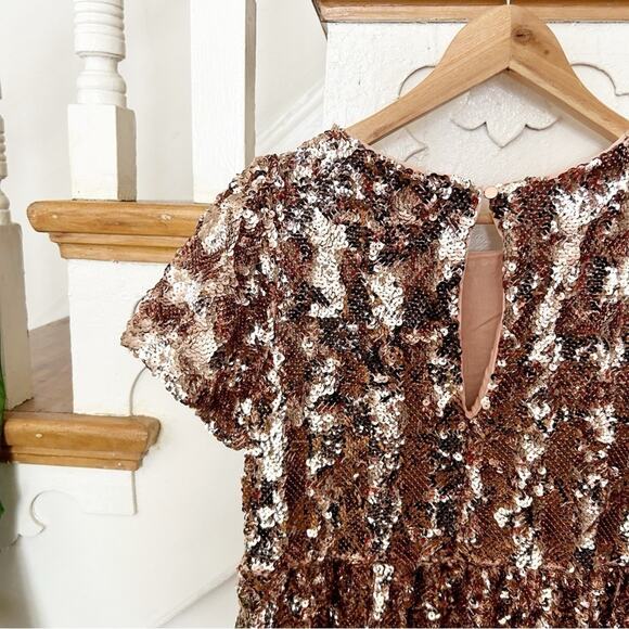 Maeve Anthropologie Bernadette Sequined Short Sleeve Tiered Midi Dress Size XS - Picture 5 of 9